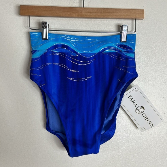 TARA GRINNA BLUE/TURQ/GOLD high waist bikini bottoms and padded top size 13 a/b - Picture 8 of 10